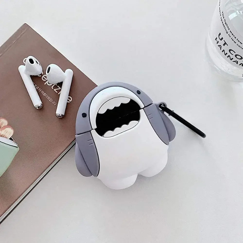 Cute Cartoon Shark Silicone Case for AirPods 1/2/3/4 & Pro 2 — Protective Wireless Earphone Cover