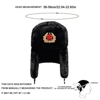 Unisex Winter Earflap Hat - Five-Pointed Star Label Warm Bomber Cap for Skiing, Outdoor Riding, and Snow Activities