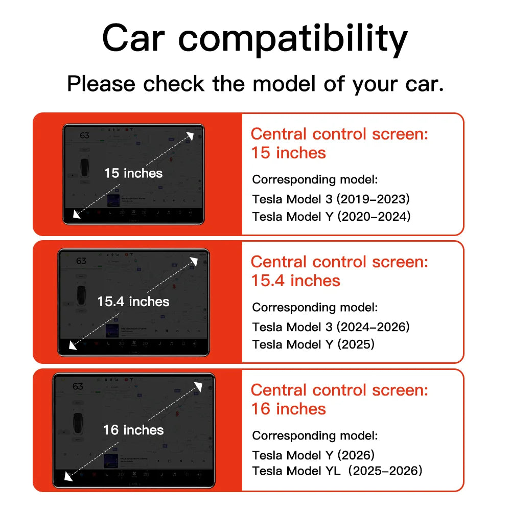 Tesla Model 3/Y Center Screen Protector - Matte Tempered Glass Anti-Glare Touchscreen Film