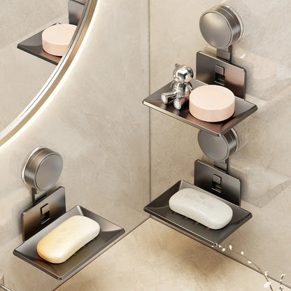 Suction Cup Soap Holder - No-Drill Wall-Mounted Bathroom Soap Dish with Drainage