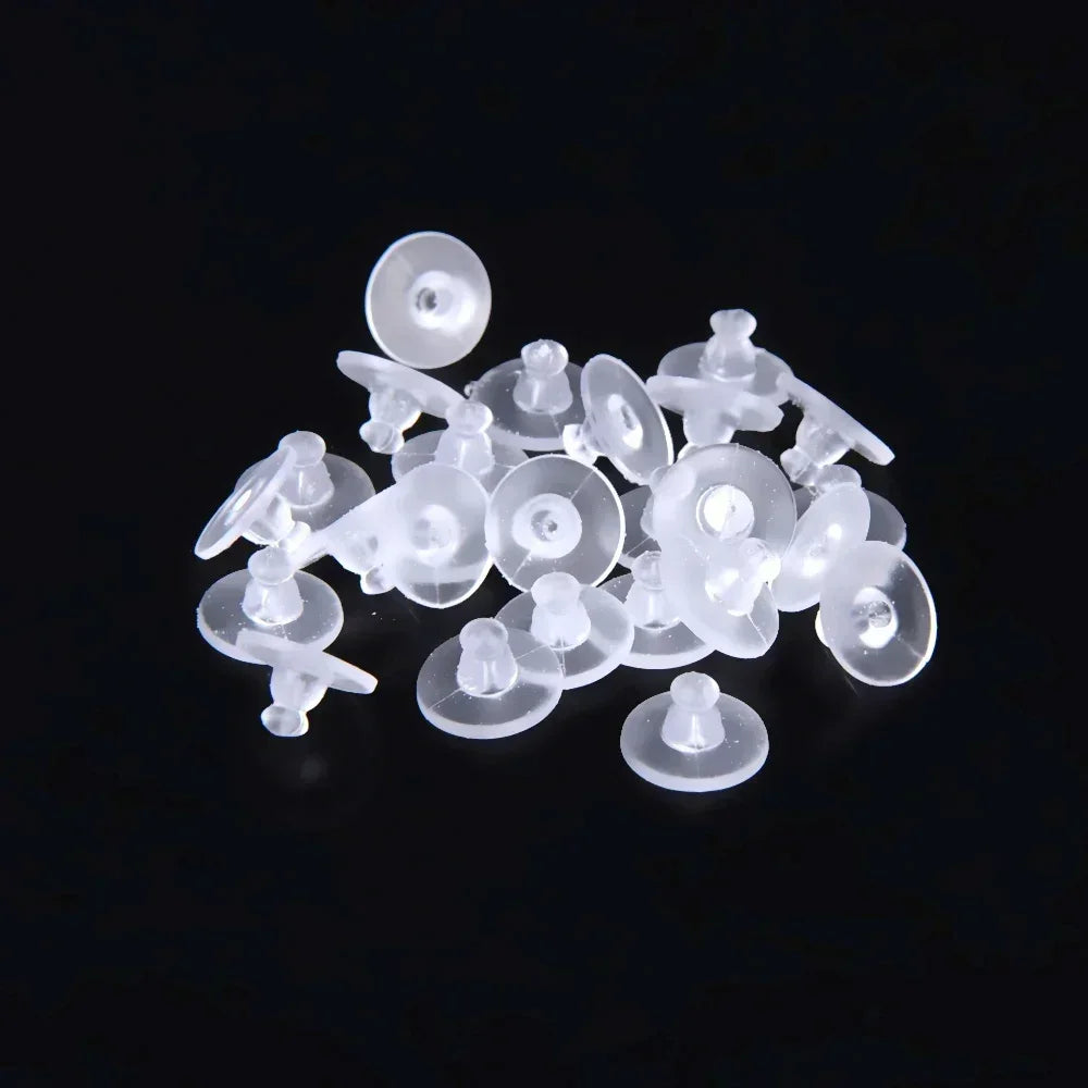 50–2000PCS Soft Silicone Earring Back Stoppers – Clear Rubber Stud Earring Safety Backs, DIY Jewelry Findings Accessories for Secure Fit