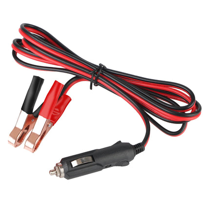 12V/24V Car Cigarette Lighter Socket Extension Cable – Crocodile Clip Power Cord with 15A Fuse & Male Plug Adapter Extender