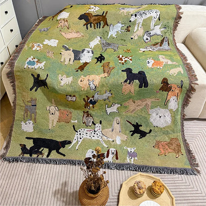 Animal Sofa Blanket Cover – European Village Cartoon Tapestry for Home Decor, Sofa, Bed & Camping
