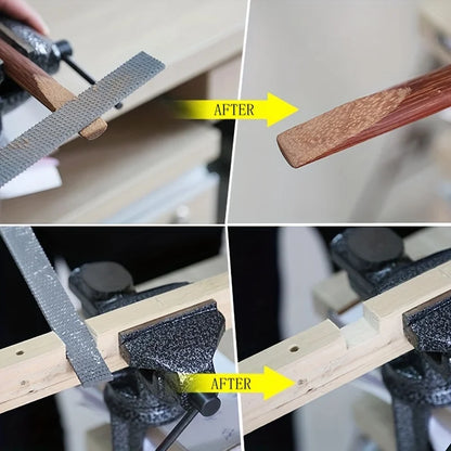 3Pcs Woodworking File Set – Round, Half-Round & Flat Carbon Steel Rasp Files for Wood Shaping, Carving & Precision Craft Work