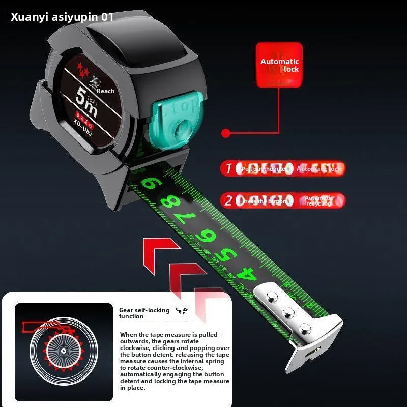 Fluorescent Tape Measure - 5m/7.6m Widened, Thickened & Wear-Resistant Precision Measuring Tool