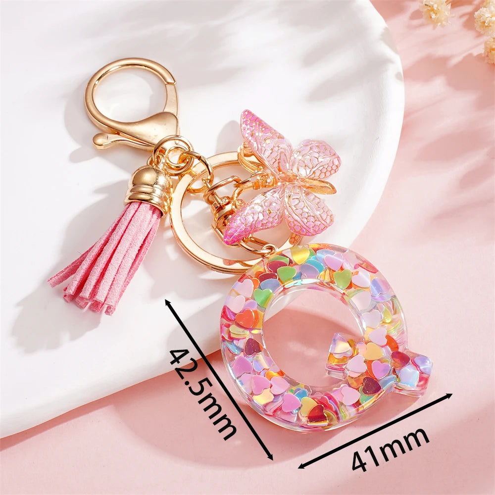A-Z Letter Pendant Keychain - Tassel Key Ring Charm for Women & DIY Jewelry Making