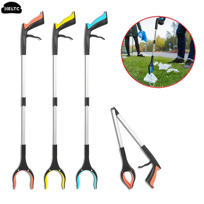 81cm Foldable Litter Picker - Portable Long Handle Garbage Grabber, Arm Extender Tool for Garden and Outdoor Clean-Up