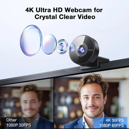 EMEET 4K Webcam with Microphone – 1080P 60FPS USB Mini Camera for Desktop & Laptop