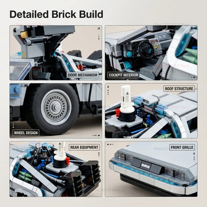 Back to the Future DeLorean Building Blocks - 1872-Piece 1:8 Scale Time Machine Model with Mini Figures