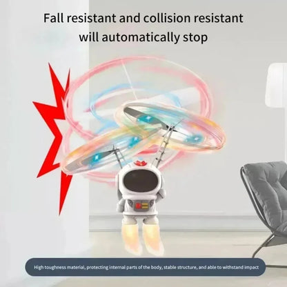 Mini Astronaut Drone Toy — Cartoon Spaceman Flying Robot with USB Charging & Hand Control for Kids