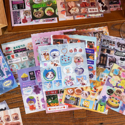 20 Sheets PET Cartoon Sticker Book - Retro Decorative Stickers for Scrapbooking Diary DIY Stationery Supplies