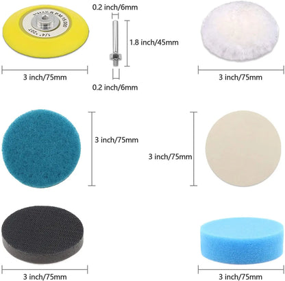 41PCS 3-Inch Car Headlight Restoration Kit – Sanding Discs, Backing Pad, Wool Buffing & Polishing Sponge Pads for Scratch Removal