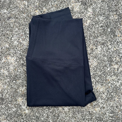 High Waist Women's Yoga Leggings - Solid Color Cropped Gym & Training Pants with Back Pocket