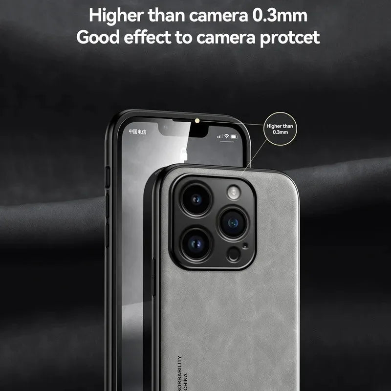 Luxury Leather Case for iPhone 15, 14, 13, 12, 11, Pro Max, Mini, XR | Shockproof Cover for XS Max, 8, 7, SE | Accessories