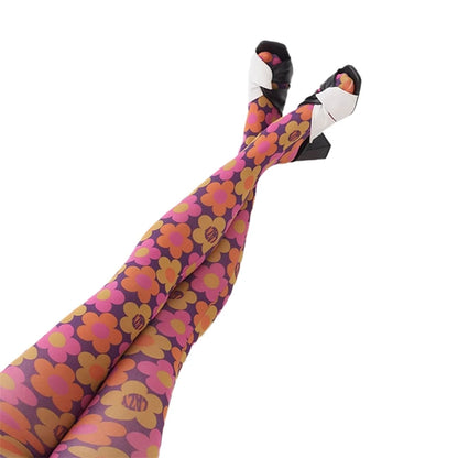 Women’s Patterned Pantyhose – Y2K Tie-Dye Sheer Tights with Hollow Mesh, Funky Grunge Streetwear Leggings