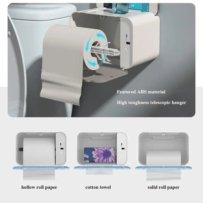 Induction Automatic Toilet Paper Holder with Shelf - Wall-Mounted Dispenser, WC Paper Rack for Bathroom Accessories