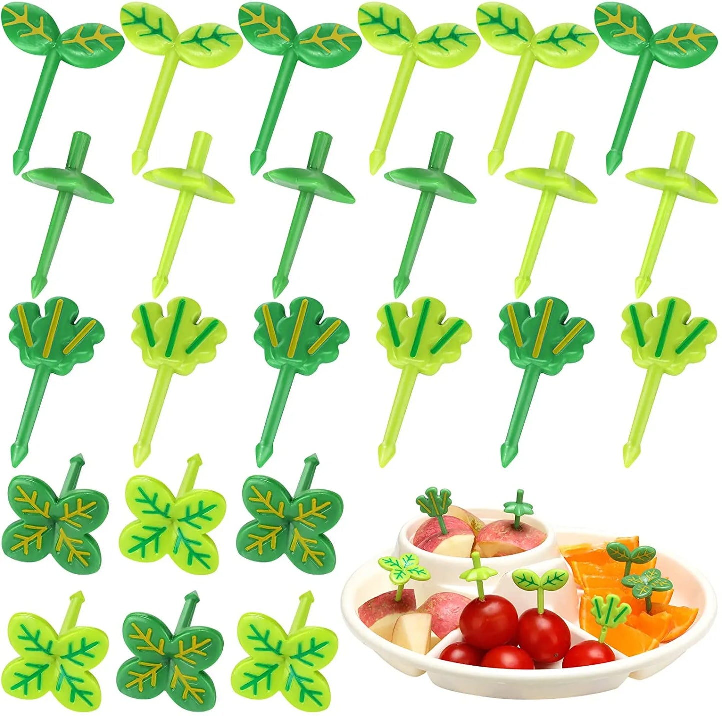 8pcs Four-Leaf Clover Fruit Fork Toothpick - Bento Box Accessories for Food Decoration and Desserts