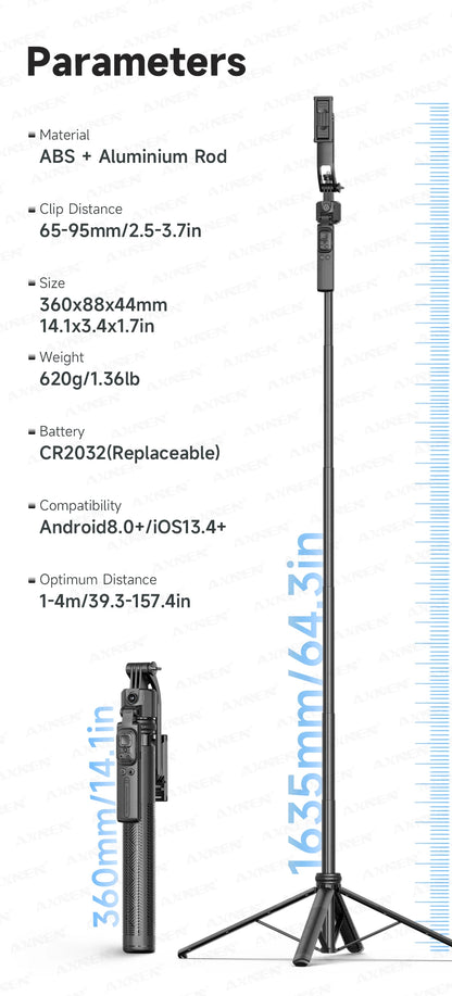 C17 AI Smart Gimbal Tripod – Foldable 360° Selfie Stick with Auto Face Tracking Quadruped Mobile Phone Holder