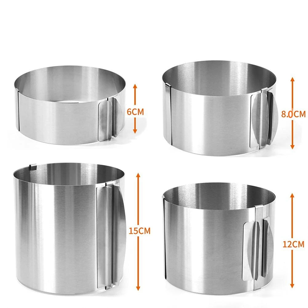 430 Stainless Steel Telescopic Mousse Ring: Adjustable Circle Mold with Scale - Rustproof Cake Rings for Baking, 6-30cm Height
