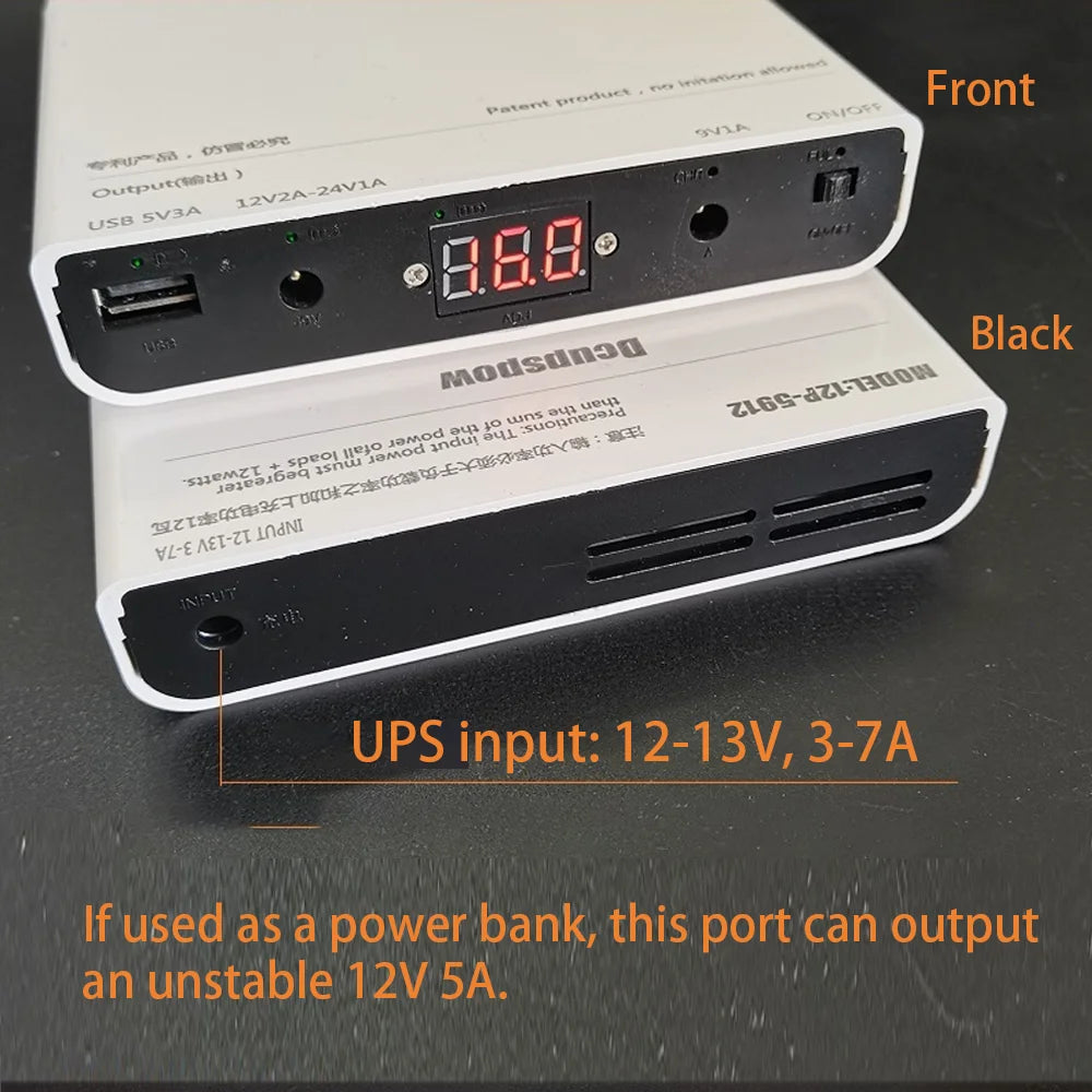 DC UPS 5V/9V/12V Power Supply - 12×18650 Battery Backup Box for Routers, Modems & Devices