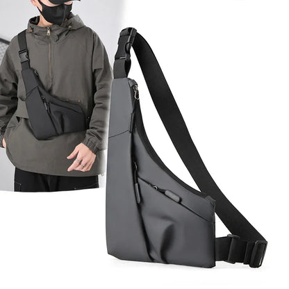 Anti-Theft Chest Bag for Men – Close-Fitting Leather Triangle Crossbody, Card Wallet Sling Bag for Sports & Cycling Riding
