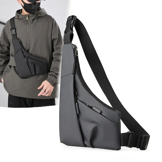 Anti-Theft Chest Bag for Men – Close-Fitting Leather Triangle Crossbody, Card Wallet Sling Bag for Sports & Cycling Riding