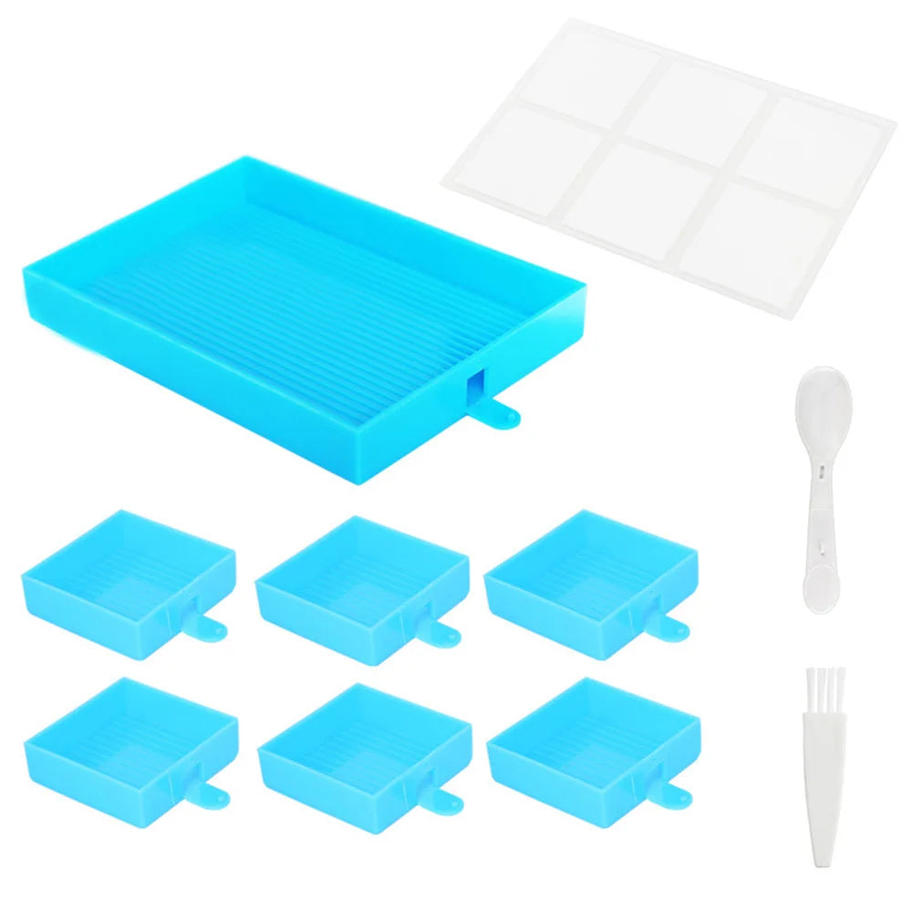 6-Slot Large Diamond Painting Tray with Cover – Storage Organizer for 5D Diamond Painting Tools & Drills