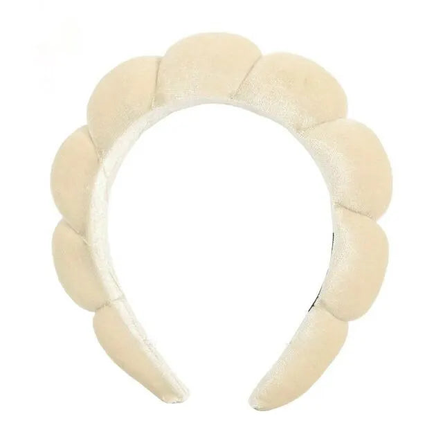 Sponge Headband for Women & Girls - Puffy Hair Band, Bubble Terry Cloth Makeup & Spa Accessory, Retro Hairwear
