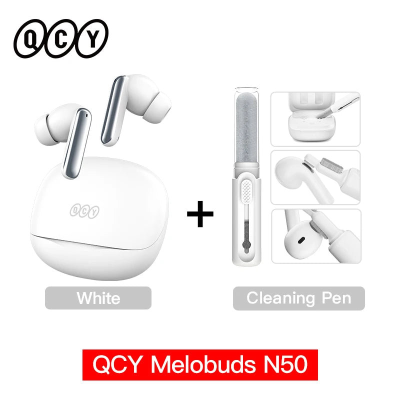 QCY Melobuds N50 Wireless Earphones – Bluetooth 5.4, ANC, 6-Mic Clear Call, Multipoint Connection Earbuds