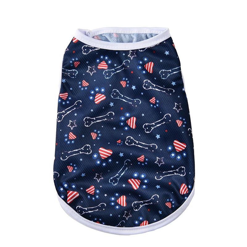 Summer Patriotic Dog Vest - Breathable Independence Day 4th of July Pet T-Shirt for Small Medium Dogs Cats