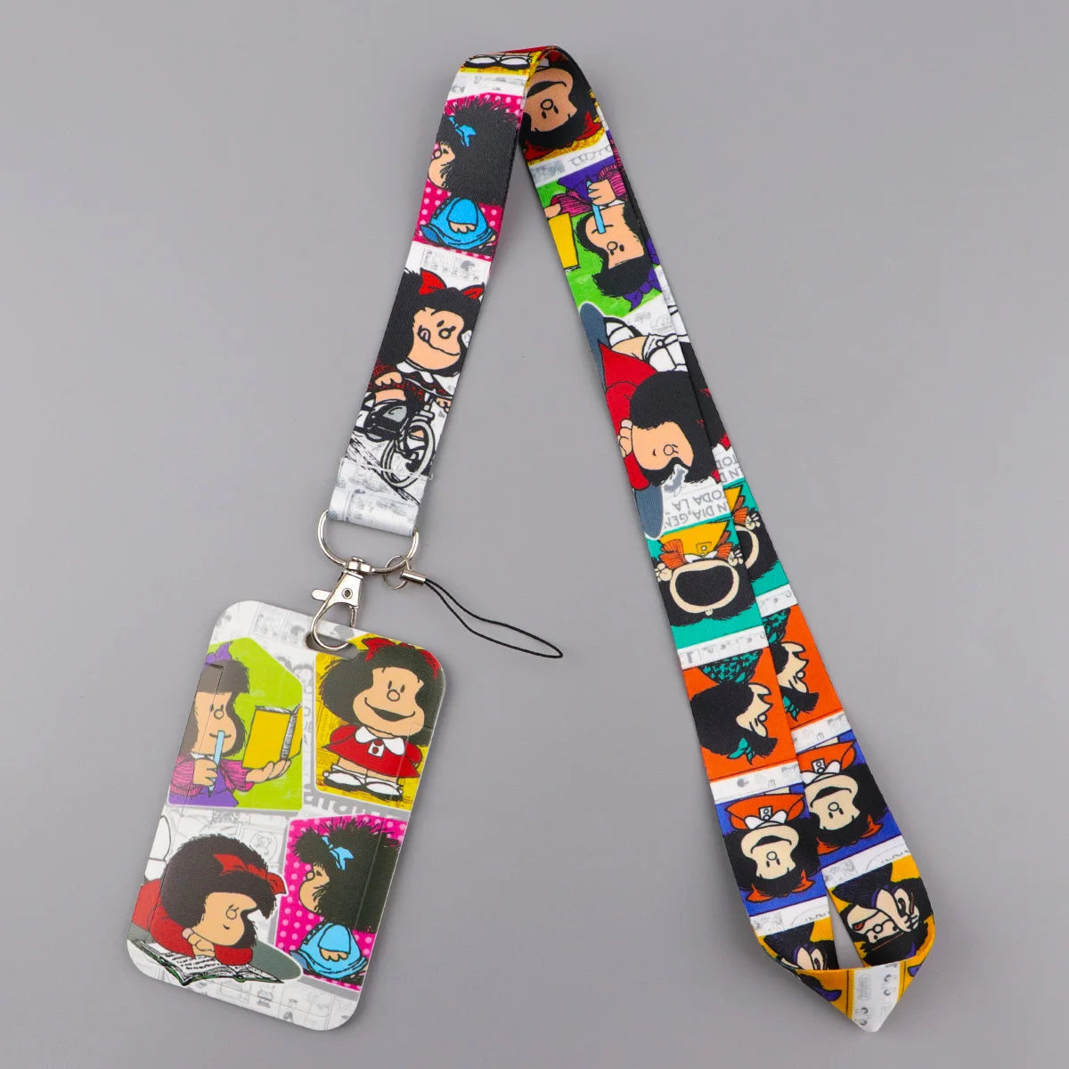 Cartoon Girl Credential Holder with Lanyard – Cute Neck Strap for Cards, Badges, Keys & Keychain Accessories