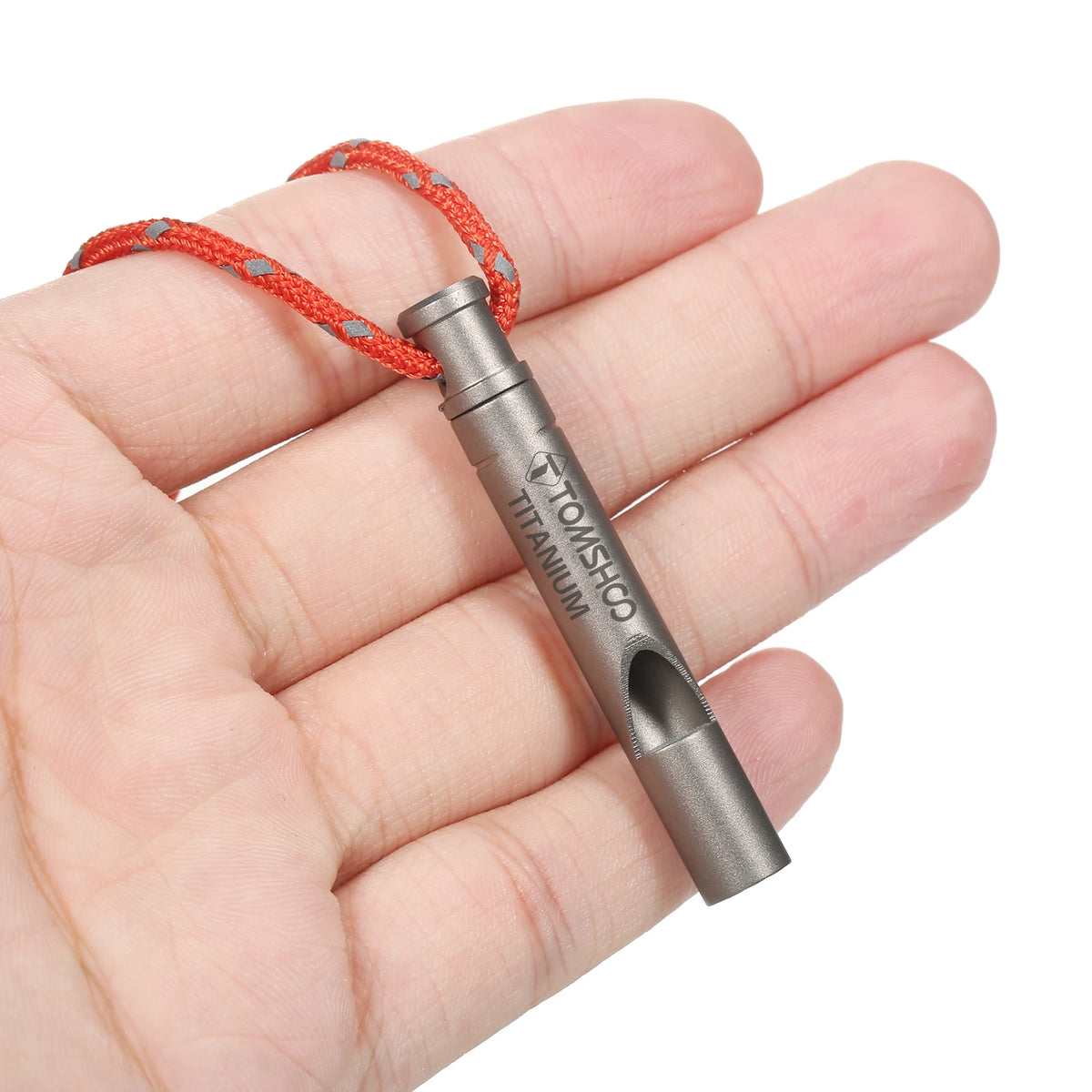TOMSHOO Titanium Emergency Whistle - Lightweight Outdoor Survival Whistle with Cord for Camping, Hiking & Exploring