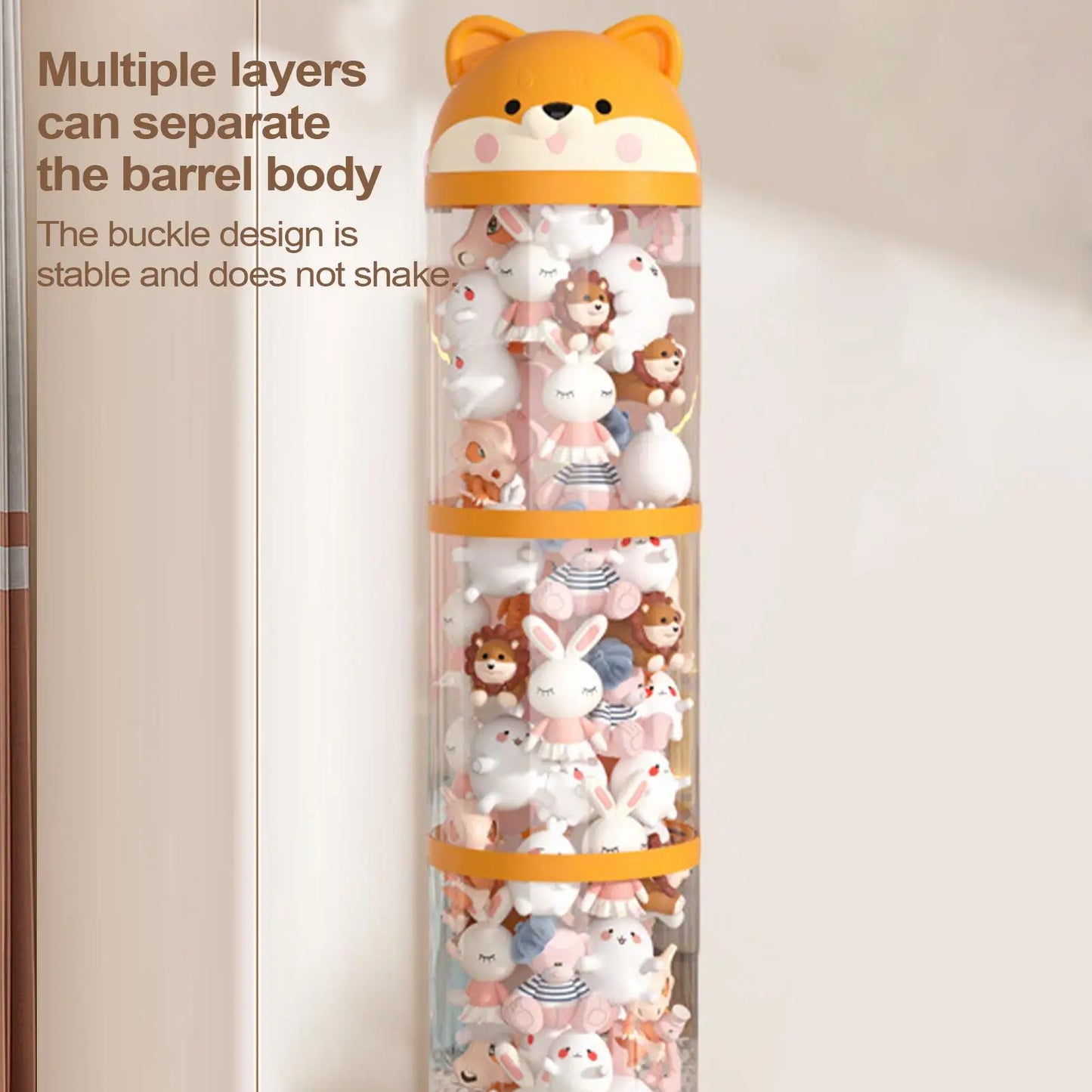 Large Capacity Transparent Doll & Toy Storage Box – Plush Toy Organizer for Children