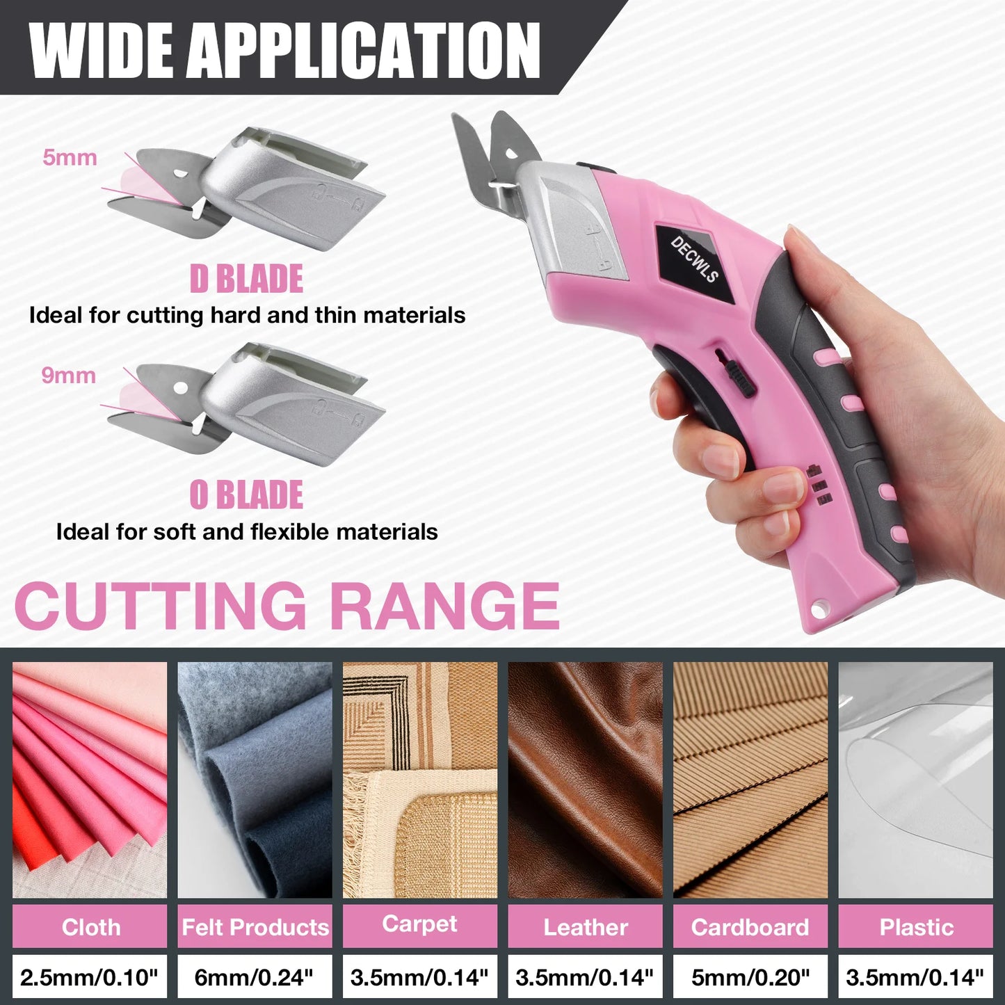 Portable Cordless Electric Scissors - USB Rechargeable Cutting Tool with 3 Heads for Fabric Leather Cardboard Plastic