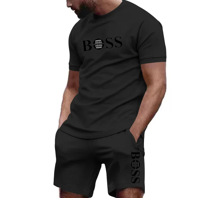 Men's 2-Piece Sportswear Set – Short-Sleeve T-Shirt & Pants for Running & Fitness, Summer 2024 Deal