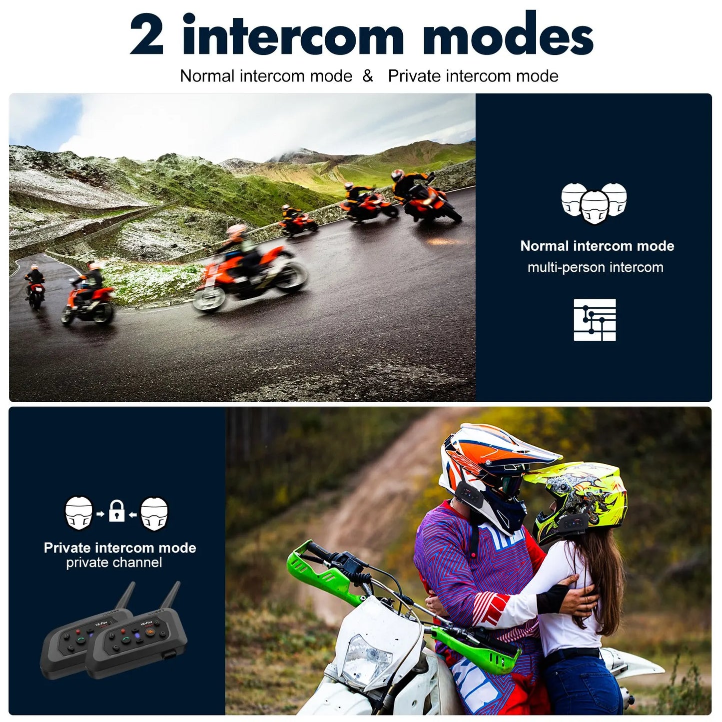 XINOWY V6 Plus Motorcycle Helmet Bluetooth Headset – 1200M Waterproof Intercom Communicator for 6 Riders