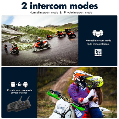 XINOWY V6 Plus Motorcycle Helmet Bluetooth Headset – 1200M Waterproof Intercom Communicator for 6 Riders