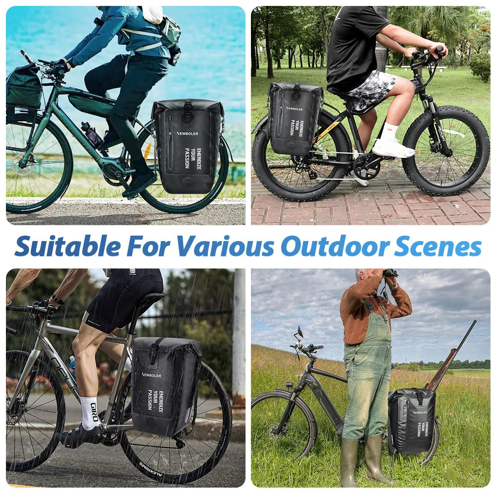 NEWBOLER 27L Bike Pannier Bag — Large Capacity Waterproof Rear Seat Trunk Bag for Travel & Electric Bike Accessories