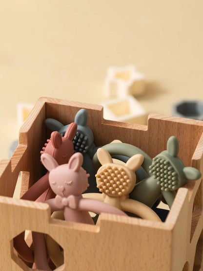 Silicone Baby Rabbit Teether Toy - Cartoon Nursing Chew Toy for Newborns Infants Teething Relief Gift