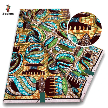African Golden Wax Fabric - Glitter Gold Print Batik Ankara Pagne Material for Women