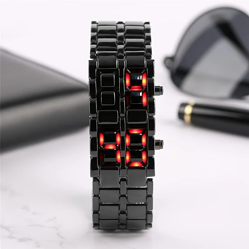 LED Display Lava Digital Watch – Red & Blue Novelty Electronic Wristwatch for Men and Women