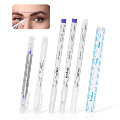 Disposable Skin Marker Pen with Ruler — Sterilized Eyelash Extension & Tattoo Piercing Scribe Tool