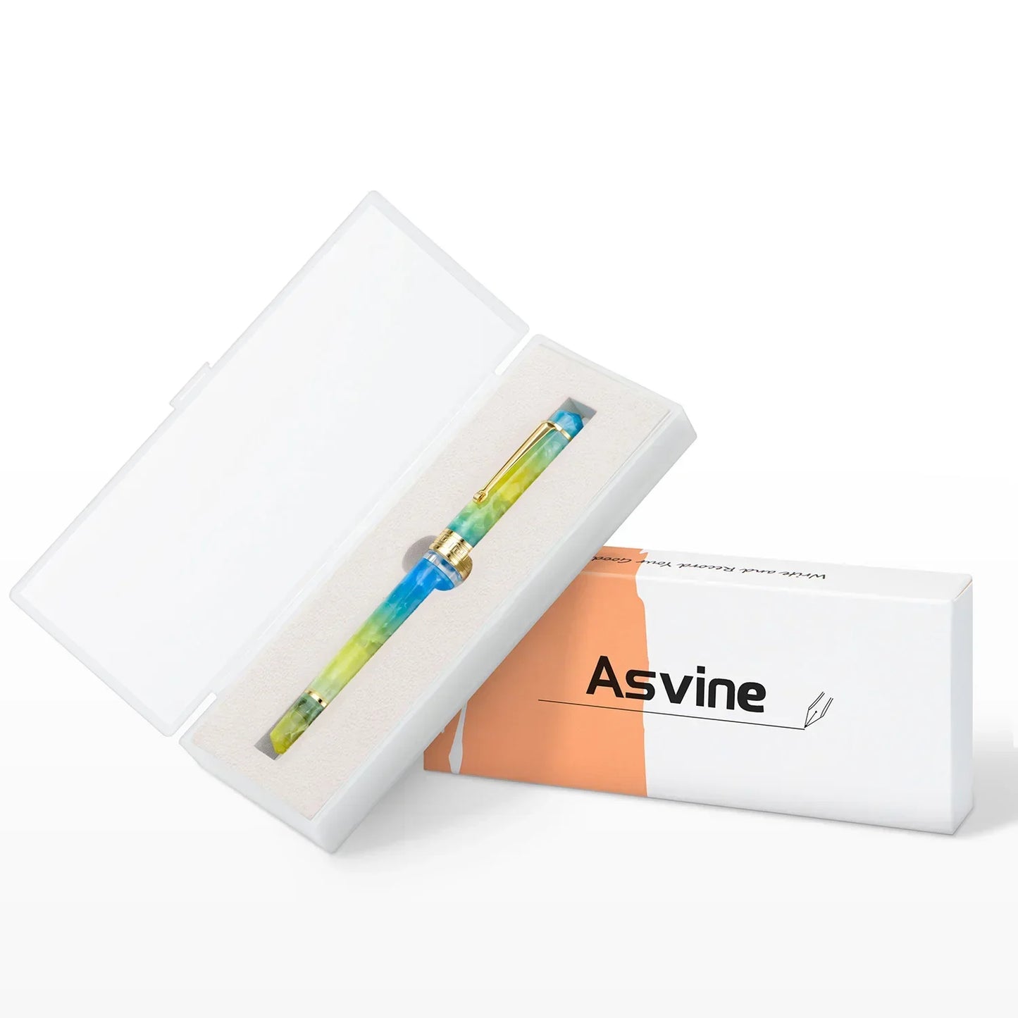 Asvine P20 Piston Filling Fountain Pen – Acrylic with Beautiful Patterns, EF/F/M Nib, Golden Clip, Smooth Writing Office Gift Pen
