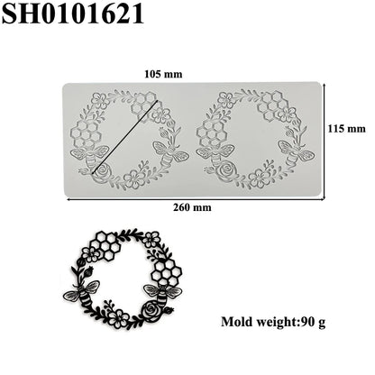 Hollow Chocolate Chips Silicone Baking Mold — Leaf & Honeycomb Design Sugarcraft Lace Mat for Dessert Decoration