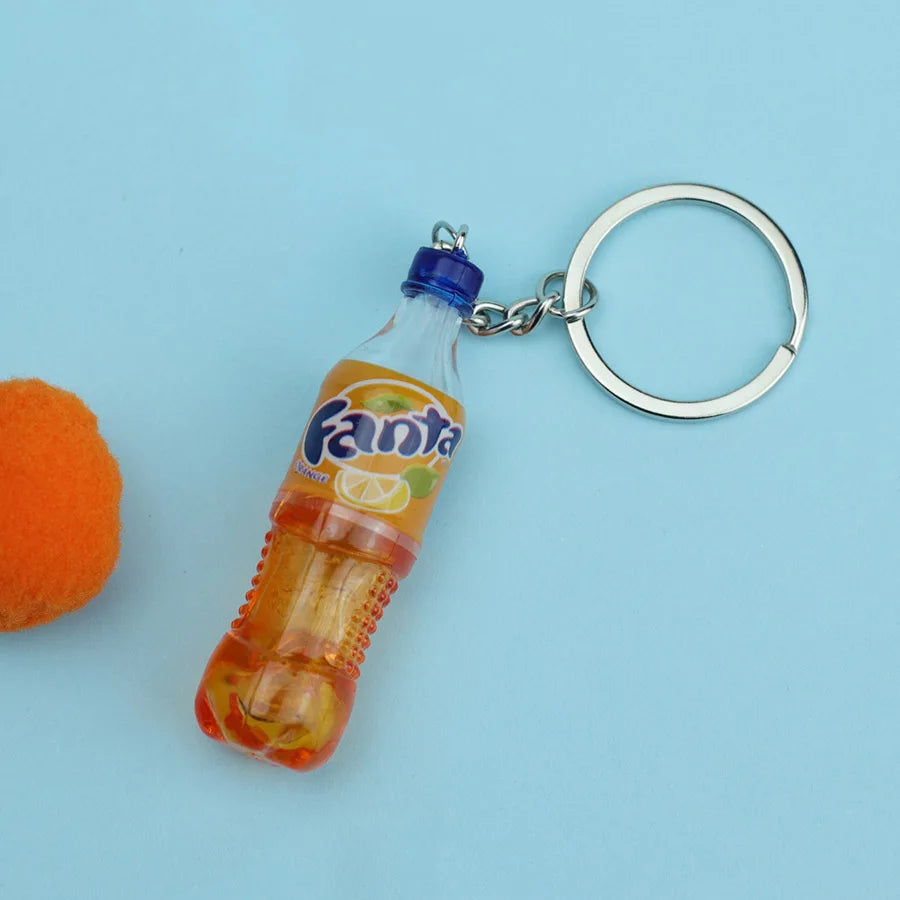 Mini Beverage Bottle Keychain - Creative Unisex Bag Charm, Apparel Accessory & Party Gift