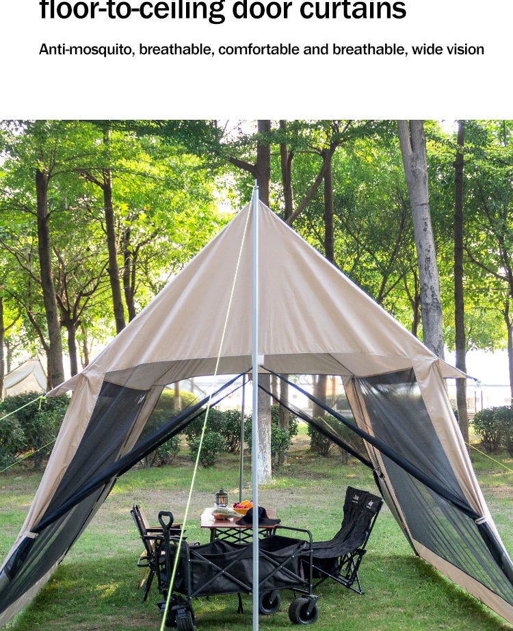 210D Large Family Camping Tent (6-10P) – Waterproof, UV Protection, Portable Canopy with Mosquito Shield for Beach & Park