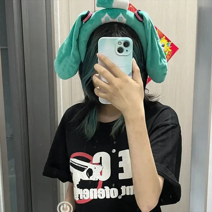 Hatsune Miku Cute Plush Hairband — Soft Headband for Spa, Yoga, Face Washing & Girls Gift