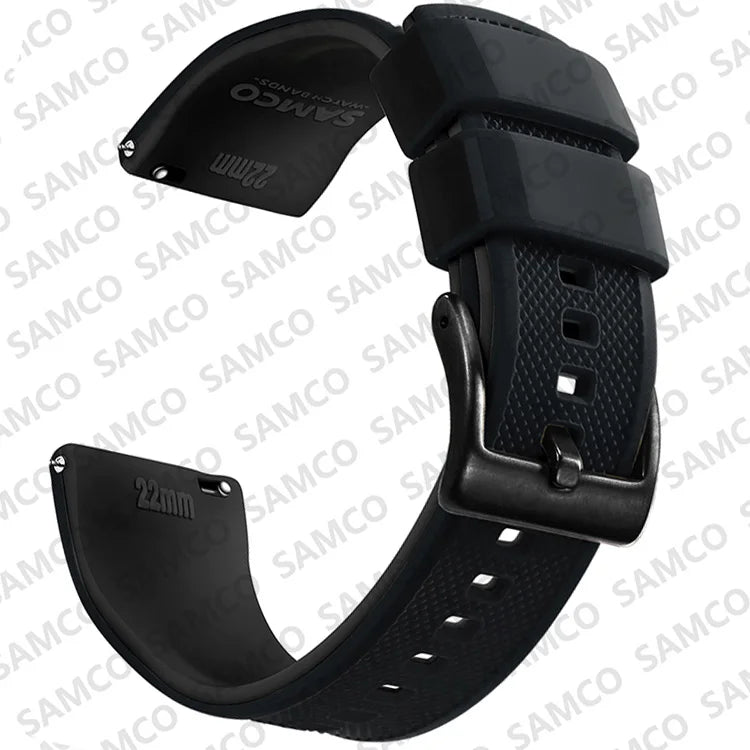 Quick-Release Silicone Watch Band - 18mm, 20mm and 22mm Rubber Replacement Strap for Huawei, Samsung Galaxy and Garmin Watches