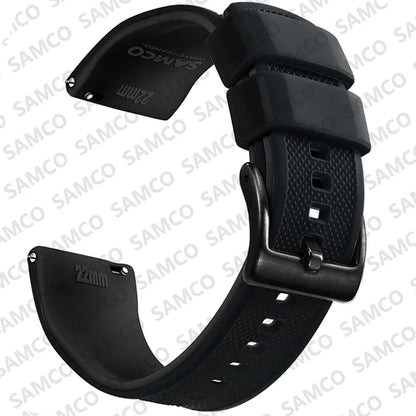 Quick-Release Silicone Watch Band - 18mm, 20mm and 22mm Rubber Replacement Strap for Huawei, Samsung Galaxy and Garmin Watches