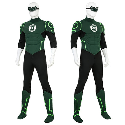 Hal Jordan Cosplay Costume Set - Superhero Jumpsuit Bodysuit & Boots for Halloween Parties
